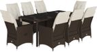 vidaXL 9-delige Tuinset met Kussens, Poly Rattan, Bruin