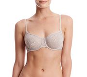 DKNY Moderne kanten ongevoerde Demi-beha voor dames, Champagne, 70D