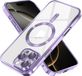 Techsuit Hoesje geschikt voor Apple iPhone 16 Pro Max - Luxury Crystal Back Cover - Geschikt voor MagSafe - Transparant/Lichtpaars