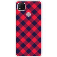 Redmi Bedrukt siliconen hoesje compatibel met Redmi 9C Tartan Rouge