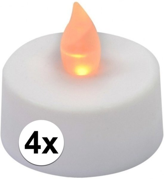 Grundig LED theelichtjes - 4x stuks - kunststof waxinelichtjes