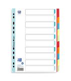 Oxford Strong-Line Kartonnen tabbladen 1-10, 10-delig, A4, met kunststof folie, rood/oranje/blauw/geel/groen