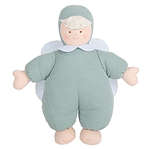 Trousselier - Muzikale knuffel - Angel - Music Lullaby J. Brahms - 24 cm hoog - Linnen Stof - Modern Chic - Ideaal geboortegeschenk - Machine Wasbaar - Celadon Color - 2 tellen