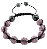 Burgmeister Jewelry Damesarmband Shamballa roze lengte variëren, verschillende stenen op zwarte textielband JBM1147-598