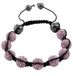 Burgmeister Jewelry Damesarmband Shamballa roze lengte variëren, verschillende stenen op zwarte textielband JBM1147-598