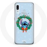 Maniacase Hoesje voor Samsung Galaxy A20e Stitch Sneeuw Vrolijk Kerstfeest Blauw