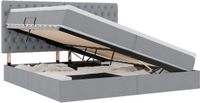 vidaXL - Opbergbed met matras, lichtgrijs, 200 x 200 cm, stof