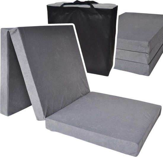 Viking Choice Logeermatras - Grijs - Opvouwbaar - 195 x 80 x 10 cm