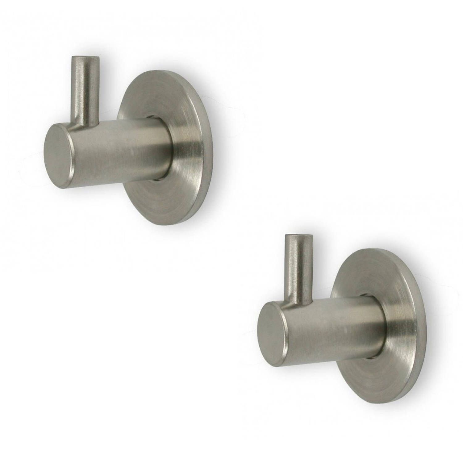 2x Luxe handdoekhaken / ophanghaken zilver - hoogwaardig RVS - 2,7 x 3,8 cm - zilveren handdoekhaakjes / theedoekhaakjes