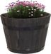 Mega Collections Plantenbak/bloempot Barrel - acacia hout - antraciet - D46 x H28 cm