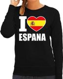 Bellatio Decorations I love Espana supporter sweater / trui voor dames - zwart - Spanje landen truien - Spaanse fan kleding dames M