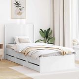 vidaXL Bedframe met opbergruimte en hoofdbord Wit 100 x 200 cm