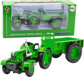 LEAN TOYS Tracteur de ferme en métal avec remorque vert 1:18