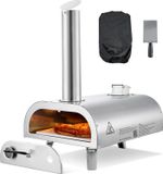 StarTech Buitenoven Pizzaoven - Pelletoven voor pizza, diameter 30,5 cm - Draagbaar - Inclusief pizzasteen - Roestvrij staal - Pizzaschep en draagtas - Geschikt voor tuin en camping