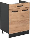 Vicco Keukenonderkast R-Line, Goudkleurig Eiken/Antraciet, 60 cm met lade zonder werkblad