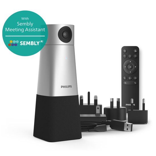 Philips SmartMeeting PSE0550 - HD-audio- en 4K videoconferenties incl. Sembly - 360° microfoon - 4K Camera - Automatisch notuleren