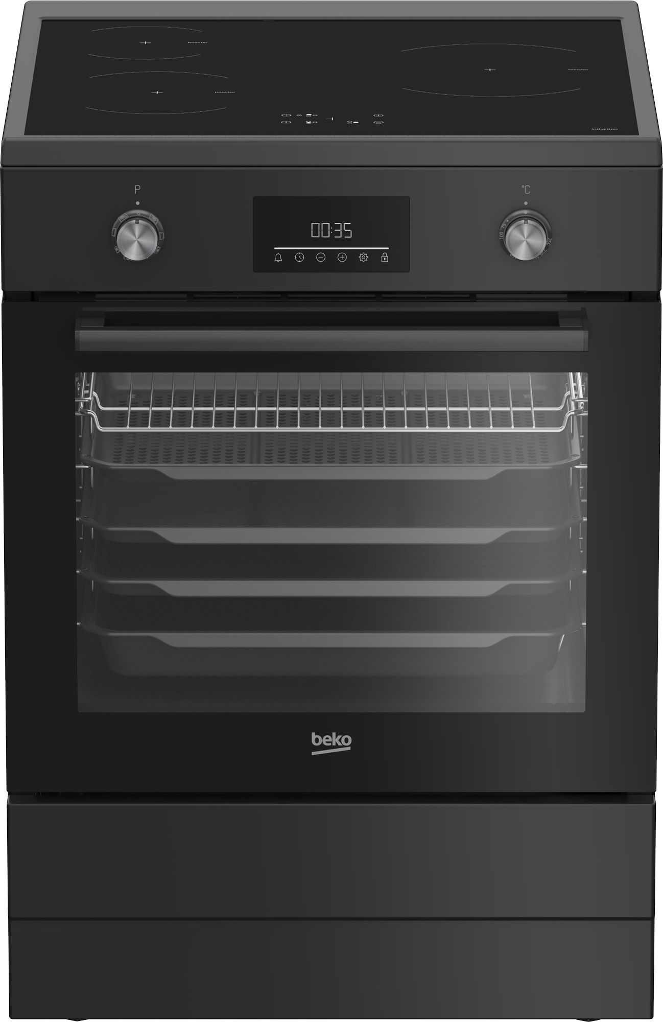 Beko FBMA6930GA Vrijstaand fornuis Electrisch Inductiekookplaat zones Zwart