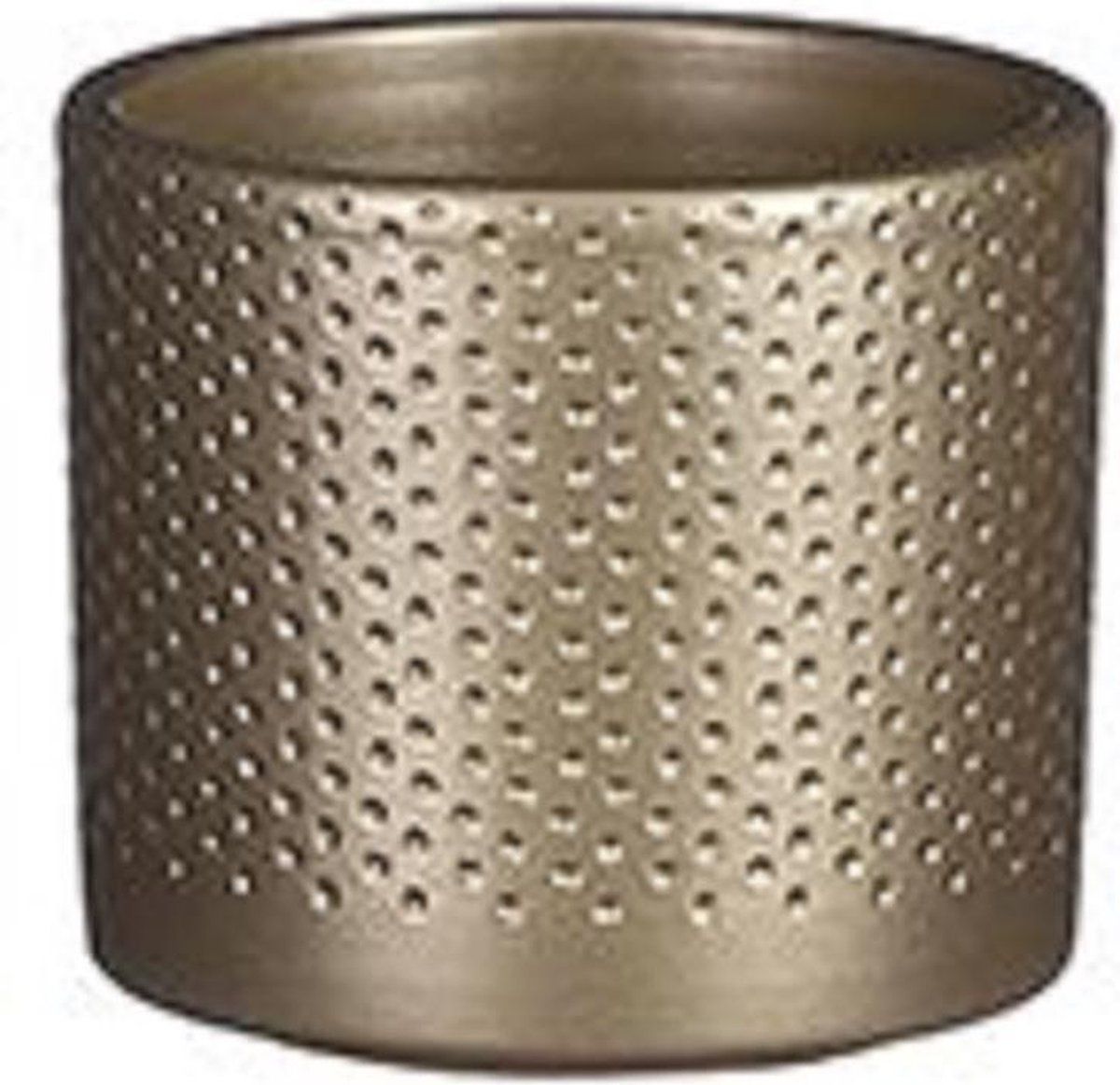 Mica Decorations Bloempot - Keramiek - Goudkleurig - H9 x D10 cm - 2 stuks