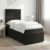 vidaXL Boxspringbed met matras, zwart, 80 x 200 cm, fluweel