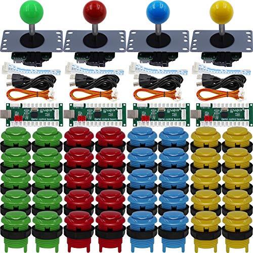 SJJX Arcade Game 4spelercontroller DIY Kit Microswitch Button 4 & 8