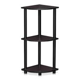 Furinno Compact hoekrek met 3 niveaus, hout, donker walnoot, 29,46 x 29,46 x 75,18 cm