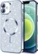 Techsuit Hoesje geschikt voor Apple iPhone 16 - Luxe Glitter Back Cover - Geschikt voor MagSafe - Lichtblauw