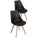 BM Home 2 Chaises Tulipes Scandinaves pour Salle à Manger ou Bureau, Pieds en Bois de Hêtre Massif, Noires