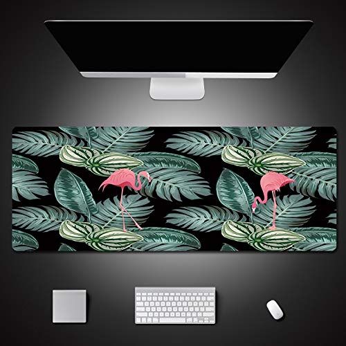 DHSBD Gaming-muismat Groot Antislip-toetsenbord Muismatten Flamingo Patroon Cadeauslotrand Grote Xl Gaming Muismat 800x500x3mm