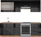 Vicco Fame-Line Unité de cuisine complète – 240 cm sans plan de travail Anthracite laqué brillant/chêne doré
