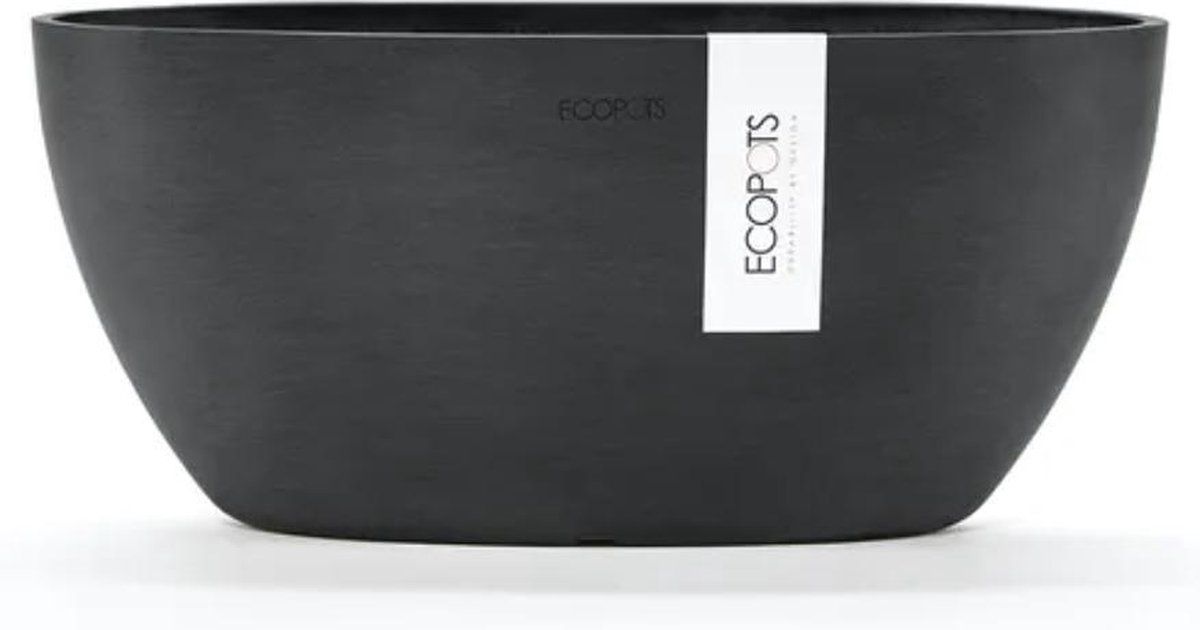 Ecopot's Sofia Dark Grey Oval Indoor Flowerpot - 30 cm