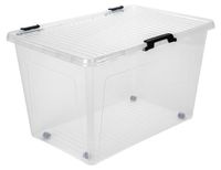 Boîte à charnières 52L Boîte de rangement Coffre à jouets 60x40x35cm Couvercle transparent