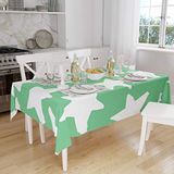 Bonamaison Tafelkleed, Anti-Mold, Sneldrogend, Waterdicht, 100% Polyester Tafellaken, Petroleum Groen, Wit, 140 x 160 Cm