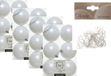 Decoris Kaemingk B.V. 48x Winter witte kunststof kerstballen 8 cm