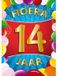 Bellatio Decorations Verjaardag deurposter - 14 jaar - multi - 59 x 84 cm