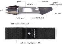 Full Windsor The Muncher Multifunctioneel Bestek - 9 in 1 - Bivak Wandelen - Puur Titanium - Zilver