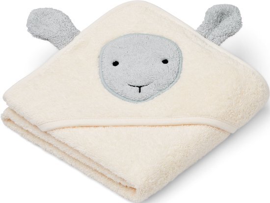 Liewood Albert babyhanddoek met capuchon - Sheep/Creme de la creme