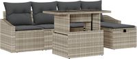 vidaXL Tuinbank Set Lichtgrijs/Donkergrijs Polywood Rotan 2-zits Inclusief Kussen