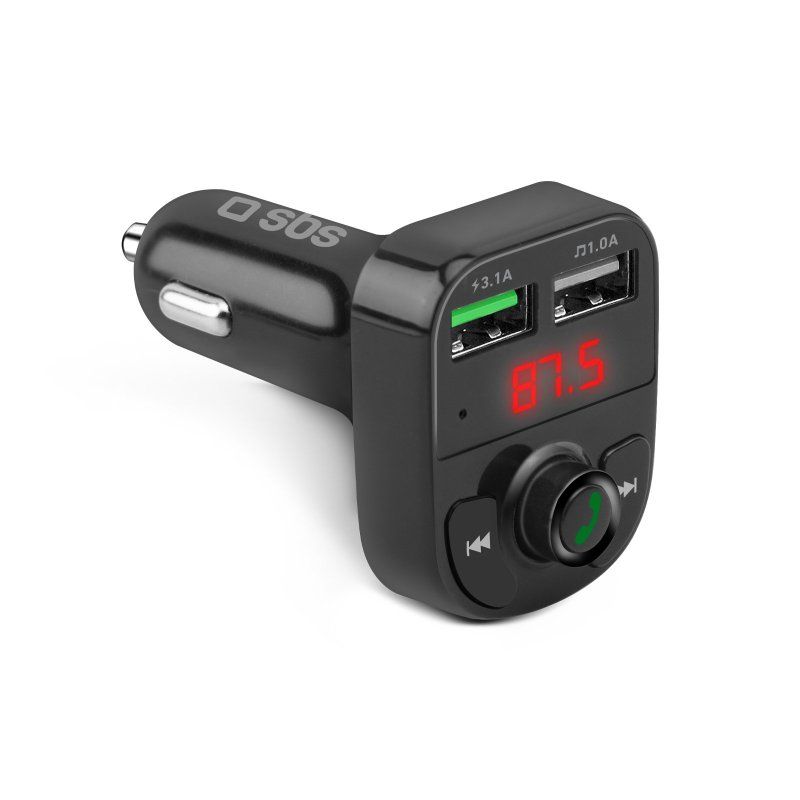 SBS TECARFM2USB - Autolader - Draadloos & Snel Opladen - Zwart