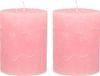 Merkloos Stompkaars - 2x - Roze - 7 x 9 cm - Cilinderkaars