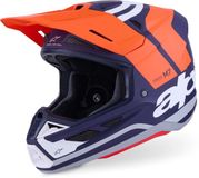Alpinestars S-M7 Core Mat Oranje Blauw Crosshelm Maat S