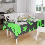 Bonamaison Tafelkleed, Anti-Mold, Sneldrogend, Waterdicht, 100% Polyester Tafellaken, Neon groene rook, 140 x 160 Cm