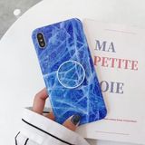 Merkloos Glanzende marmeren opvouwbare beugel TPU-hoesje voor iPhone X / XS
