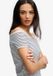 Superdry Bardot Top Femme Manches Courtes Coton Élasthanne 96% 4% Carreaux Marine Taille 10
