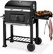 Koolgrill Grillwagen à roulettes - Couvercle avec thermomètre - Grille et compartiments de rangement - 115x68x107 cm - Noir