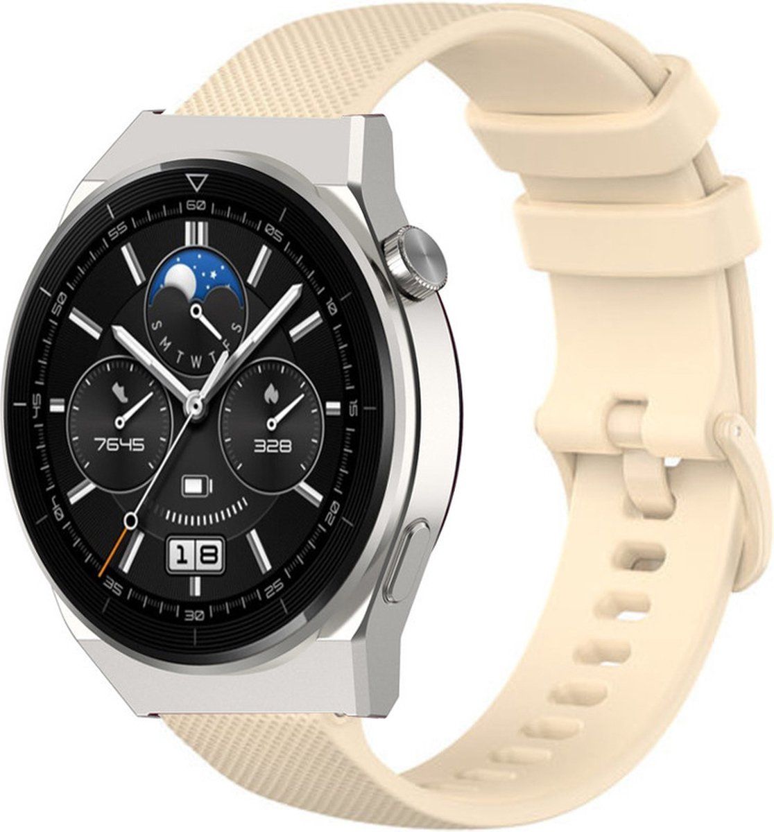 Strap-it Huawei Watch GT 3 Pro 46mm Luxe Siliconen bandje - beige