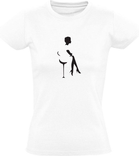 Vrouw op een kruk Dames T-shirt - Wit - Maat L