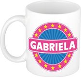 Bellatio Decorations - Gabriela voornaam - koffiemok - beker - wit/roze - 300 ml