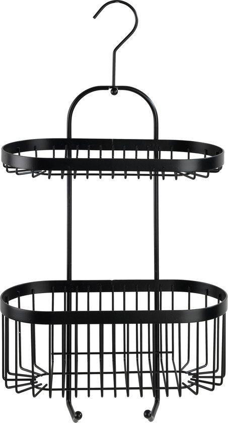 WENKO Doucherek Classic Plus Zwart - 2 Laags - Hangend - Zonder Boren