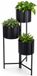 Home & Styling Plantenrek / plantenpotten verhoger - zwart - metaal - 70 cm - 3 niveaus - kamerplanten