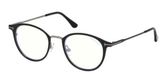 Tom Ford Ft 5528-b Lunettes de vue avec filtre anti-lumière bleue Unisexe Noir Rondes 49mm